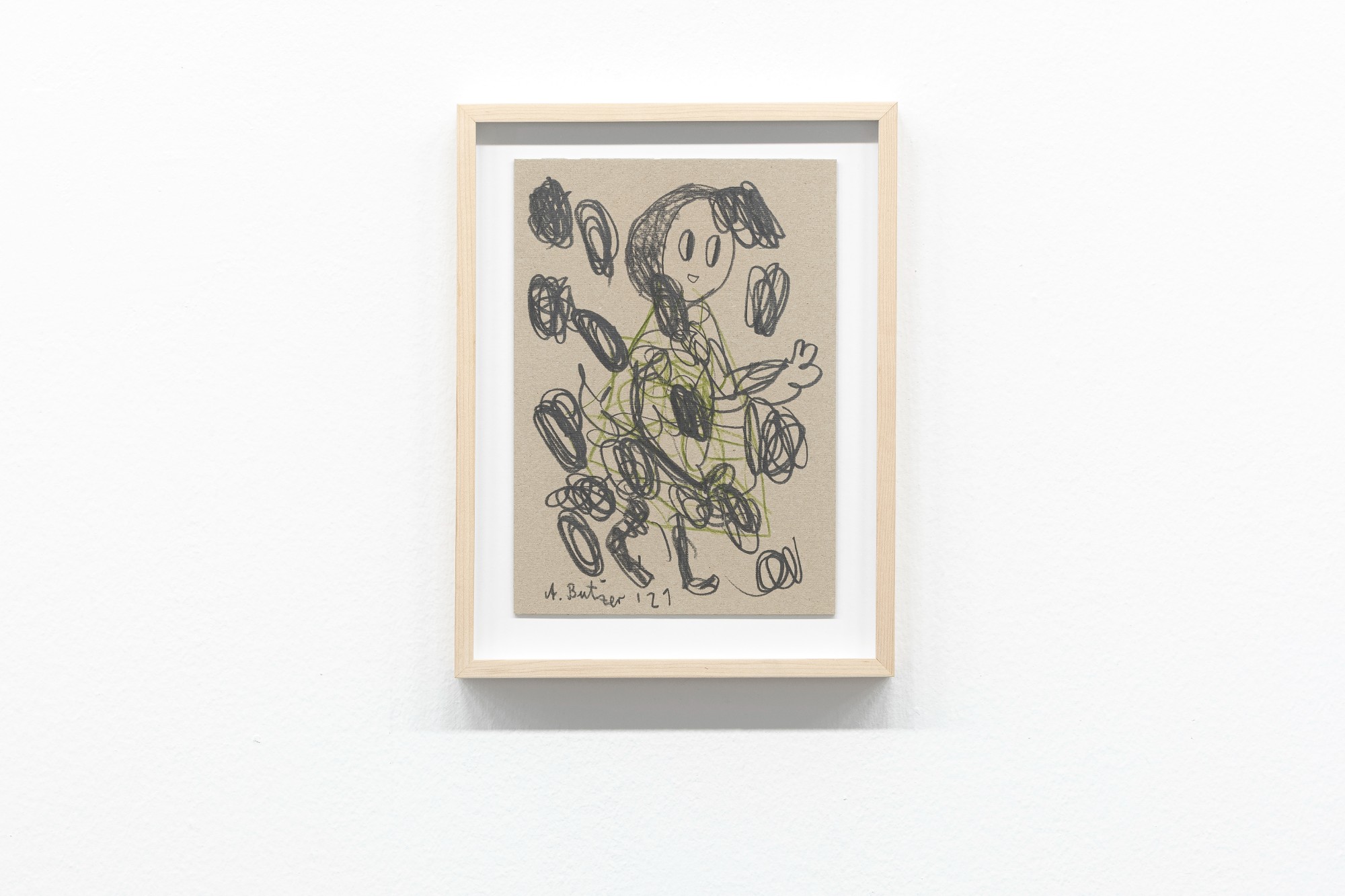 André Butzer, untitled, 2021, graphite and crayon on cardboard, 29,7 x 21 cm