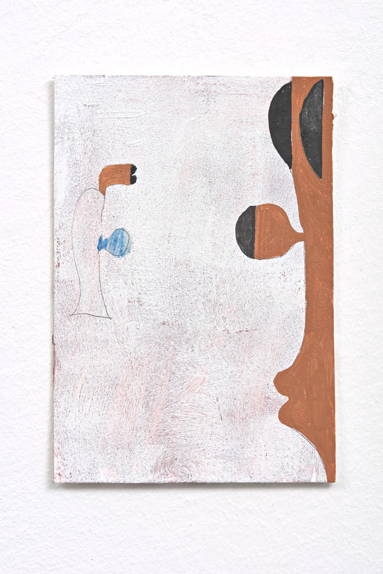Ulrich Wulff, Ohne Worte III, 2018, crayon, ink, goauche, wall paint on board, 21 x 14,5 cm