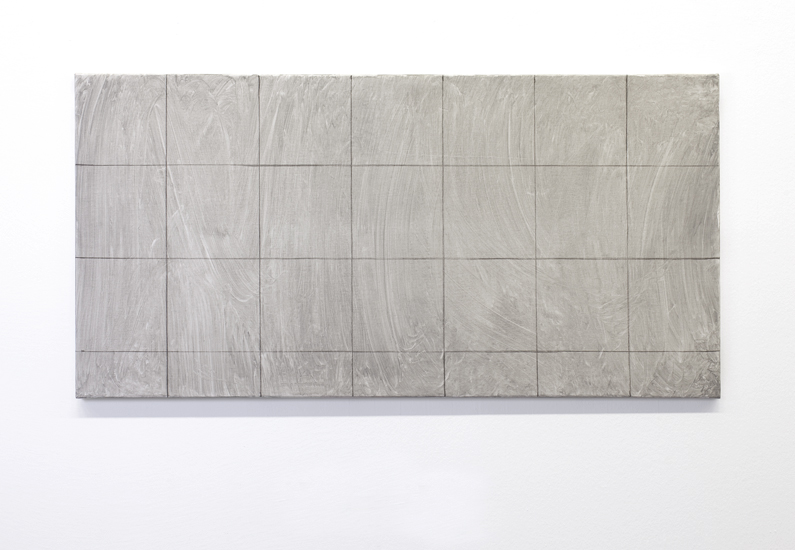Tobias Hantmann, Gitterbild 02 3, 2016, acrylic, charcoal on canvas, 70 x 140 cm