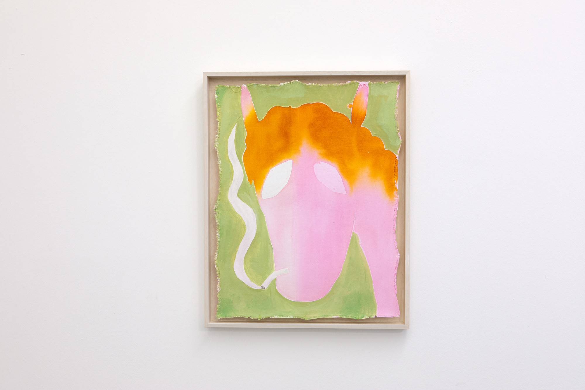 Sarah Bogner, Raucher Lindgrün, 2022, egg tempera, ink on canvas, 54 x 42 cm, framed