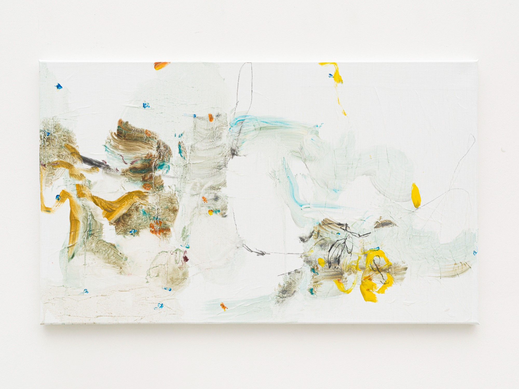 Hinako Miyabayashi, Leading with Cold Hands, 2023, oil and paper (tissue paper) on canvas, 60 x 100 cm